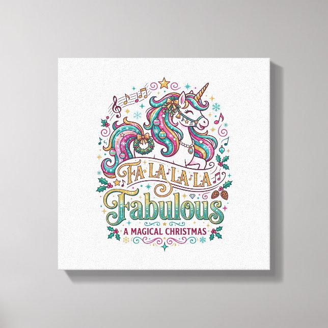 Toile Licorne Fa La La La Fabuleux Fond Blanc Mignon (Recto)