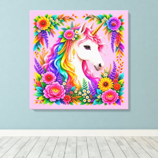 Toile Licorne Fantastique Arc-en-Ciel Magique