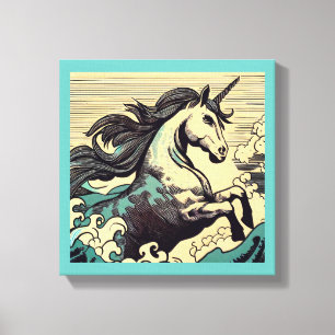 Toile Licorne Fantastique - Gravure sur bois 3
