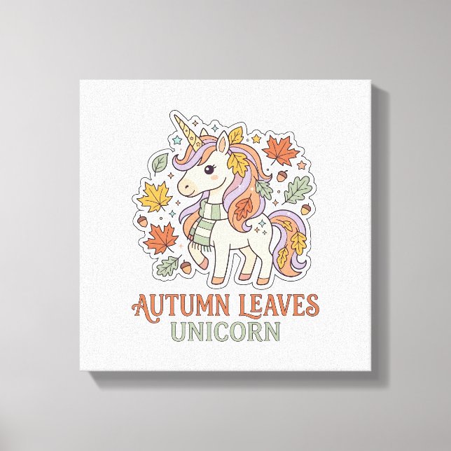 Toile Licorne Feuilles D'automne Licorne Graphisme Merch (Recto)