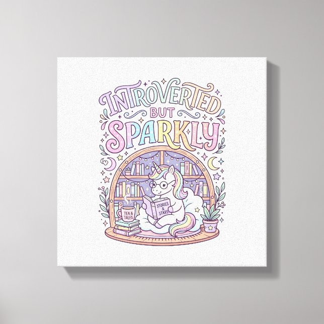 Toile Licorne Introvertie mais Originale Blanche Étincel (Recto)