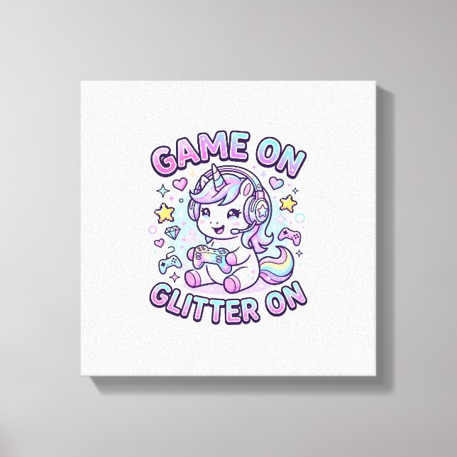 Toile Licorne Jeu Sur Paillettes Sur Graphisme Marchandi (Recto)