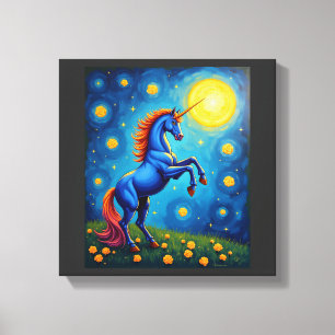 Toile Licorne Mignonne Nuit Étoilée (1)