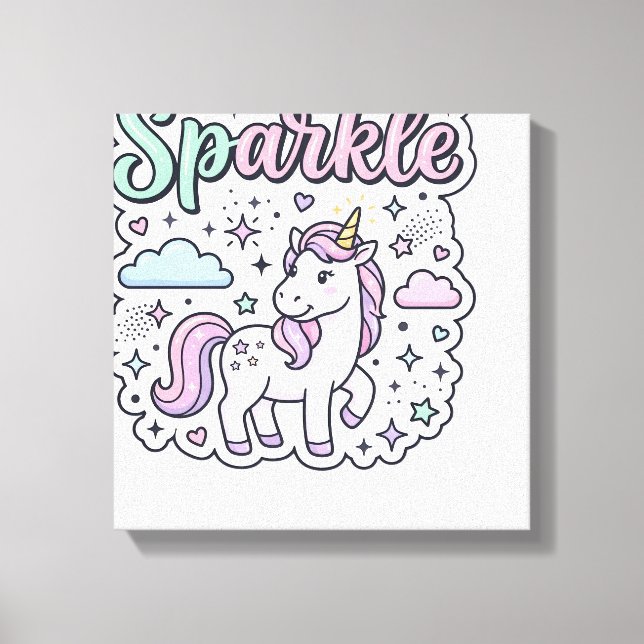 Toile Licorne née pour briller Graphisme Merch Desig (Recto)