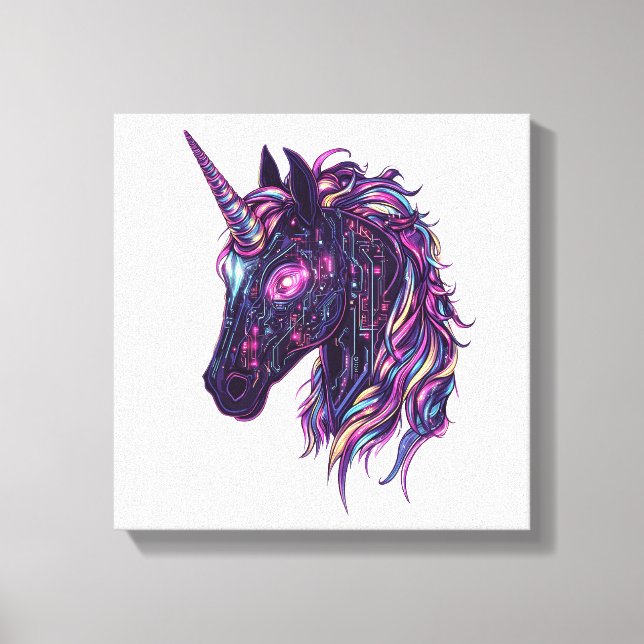 Toile Licorne néon Cyberpunk (1) (Recto)