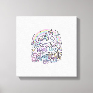 Toile Licorne Rendre La Vie Magique Typographie Vectorie