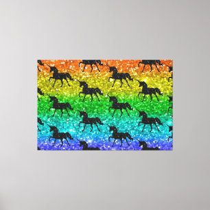 Toile Licorne Silhouette Arc-en-ciel Paillettes Fierté L