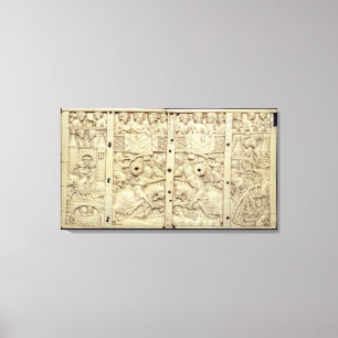 Toile Lid d'un cercueil représentant un tournoi