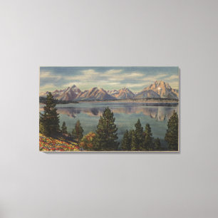 Toile L'Idaho - vue de la chaîne de Teton et du lac