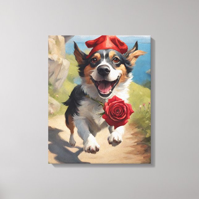Toile L'idiot de la carte tarot, sous forme de chien (Recto)