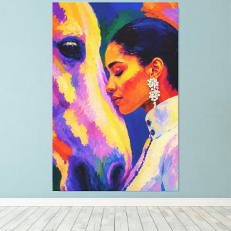 Toile Lien Délicat – Portrait Fauviste de Femme et de Ch