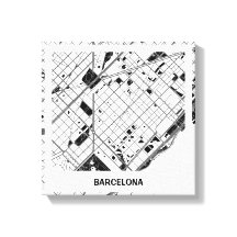 Lienzo mapa minimalista Barcelona - Blanco-Negro