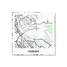 Lienzo mapa minimalista Granada - Color natural