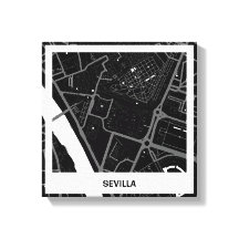 Lienzo mapa minimalista Sevilla - Negro-blanco