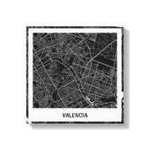 Lienzo mapa minimalista Valencia - Negro-blanco