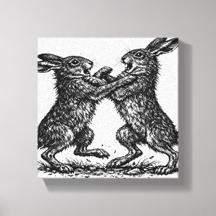 Toile Lièvres Boxeurs – Duel de la forêt ensorcelée à l'