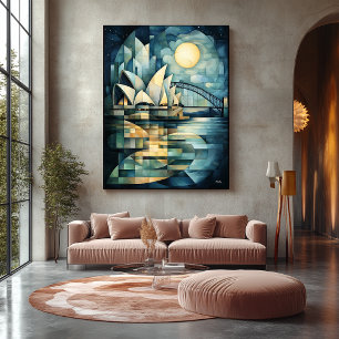 Toile Ligne aérienne géométrique Abstraite Sydney avec O