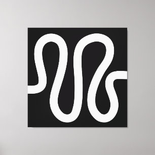 Toile Ligne courbe 01a - Blanc sur noir