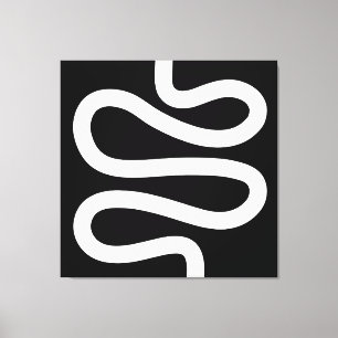 Toile Ligne courbe - Blanc sur noir