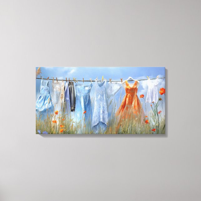 Toile Ligne De Vêtements En Fleur (Recto)
