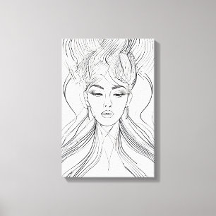 Toile Ligne élégante Portrait d'art moderne Peinture mur