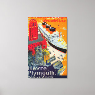 Toile Ligne française affiche de voyage, Le Havre à