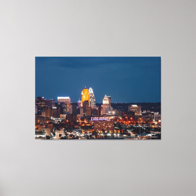 TOILE LIGNE SKYLINE DE CINCINNATI IMPRIMER SUR LES CANVA (Recto)