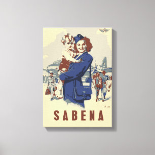 Toile Lignes aériennes belges ex de Sabena d'art de