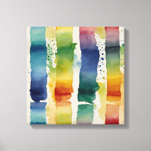 Toile Lignes arc-en-ciel Aquarelle