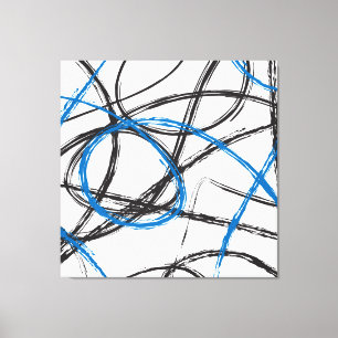 TOILE LIGNES BLEUES ABSTRAITES DESIGN ART SUR CANVAS