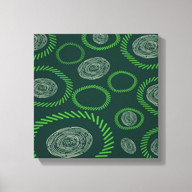 Toile Lignes de cercles géométriques Vert ivoire (Recto)