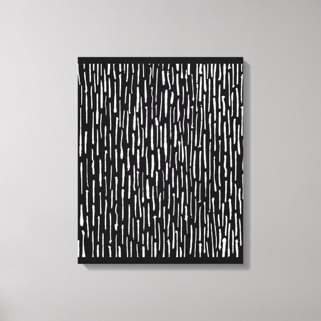 Toile Lignes encrées - Blanc sur Noir (Recto)
