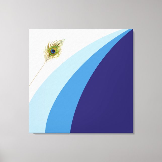 Toile Lignes ondulées modernes dans des nuances de bleu  (Recto)