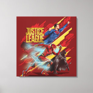 Toile Ligue de Justice   Badge Superman, Flash et Batman
