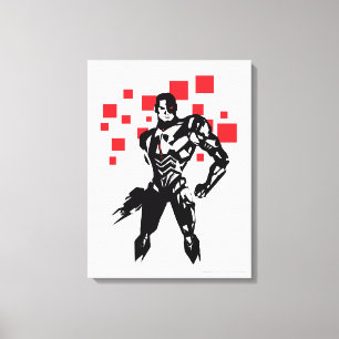 Toile Ligue de Justice   Cyborg Digital Noir Pop Art