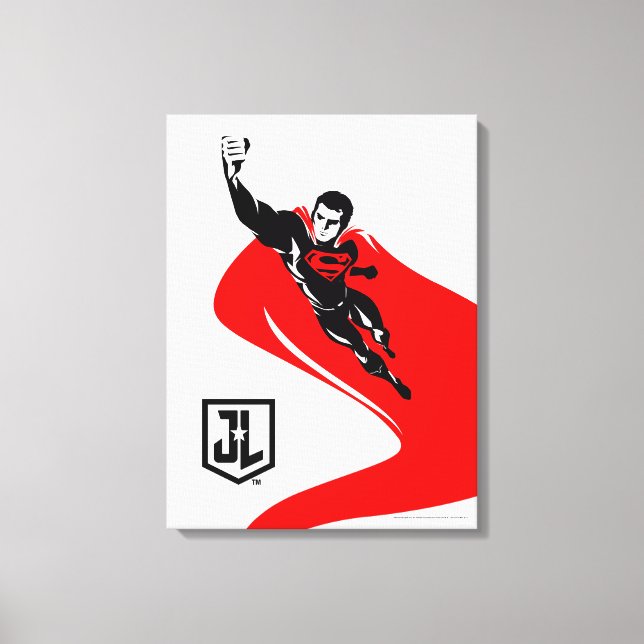 Toile Ligue de Justice | Superman Flying Noir Pop Art (Recto)
