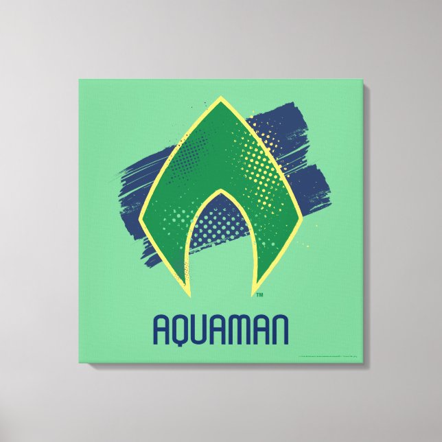 Toile Ligue de Justice | Symbole Aquaman à demi-teintes  (Recto)