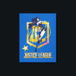 Toile Ligue de Justice | Wonder Woman JL Logo Pop Art<br><div class="desc">Regardez la Femme-Merveilleuse de la Ligue de la Justice tenant son Lasso de Vérité, prête à le jeter. Ce dessin pop art très contrasté de Wonder Woman est placé au-dessus du logo de l'écran JL de la Ligue de la Justice, avec le logo du nom de la Ligue de la...</div>