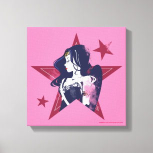 Toile Ligue de Justice Wonder Woman & Stars Pop Art