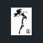 Toile Ligue de Justice | Wonder Woman with Lasso Pop Art<br><div class="desc">Regardez ce dessin stylisé de la Femme des merveilles de la Ligue de la Justice avec son lasso. Cette pose en silhouette noire et blanche est compensée par son emblématique rouge à lèvres et son lasso doré.</div>