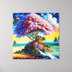 Toile L'île cachée dans l'océan