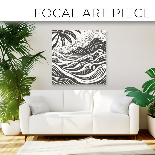 Toile L'île tropicale sur le bois de mer imprimé (Créateur téléchargé)