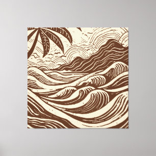 Toile L'île tropicale sur le bois de mer imprimé