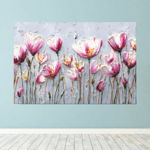Toile Lilies blanches et roses avec centres jaunes textu