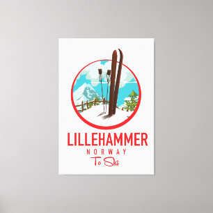 Toile Lillehammer Norvège logo de ski