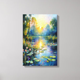Toile Lily Pond inspiré par Monet à Sunrise Impressionni