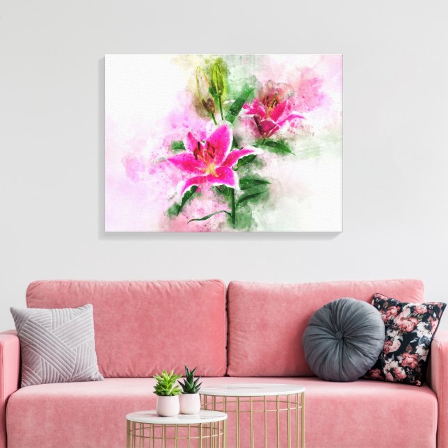Toile Lily Stargazer fleur aquarelle - wb 02 (Insitu(Salon))