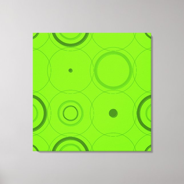 Toile Lime, Green Retro Pop Carrés Art Abstrait (Recto)