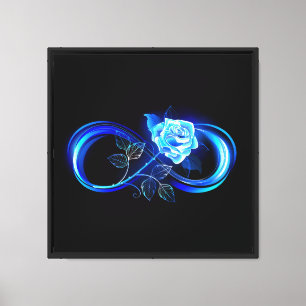 Toile L'infini lumineux avec une rose bleue