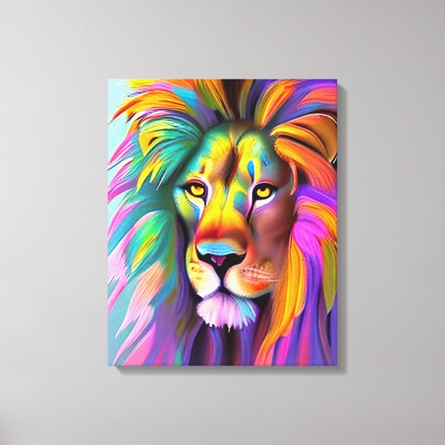 Toile Lion Abstrait Face Mystical Imaginaire Art (Recto)